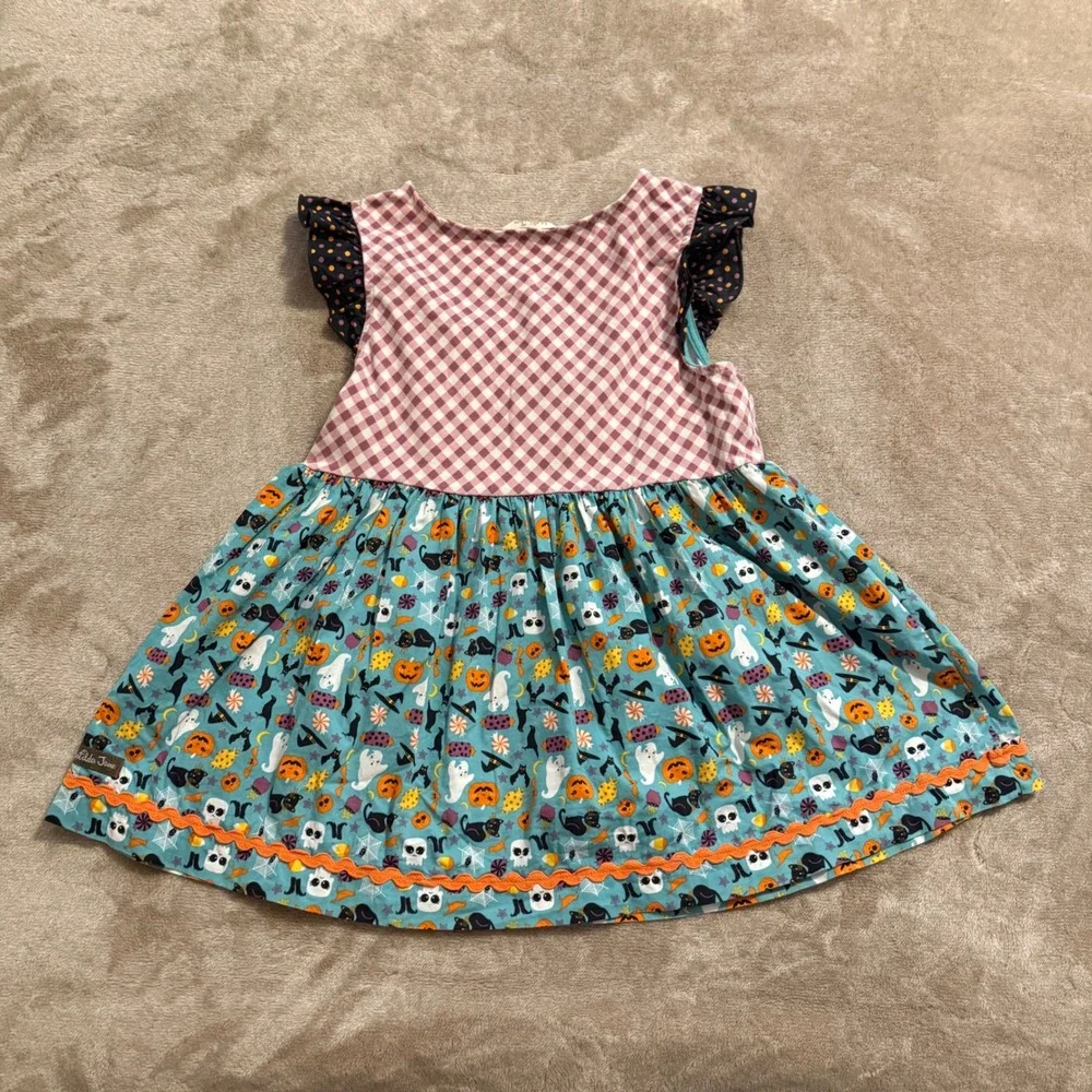 Matilda Jane Girls All Hallows Eve Halloween Dress Mixed Print Gingham 12/18